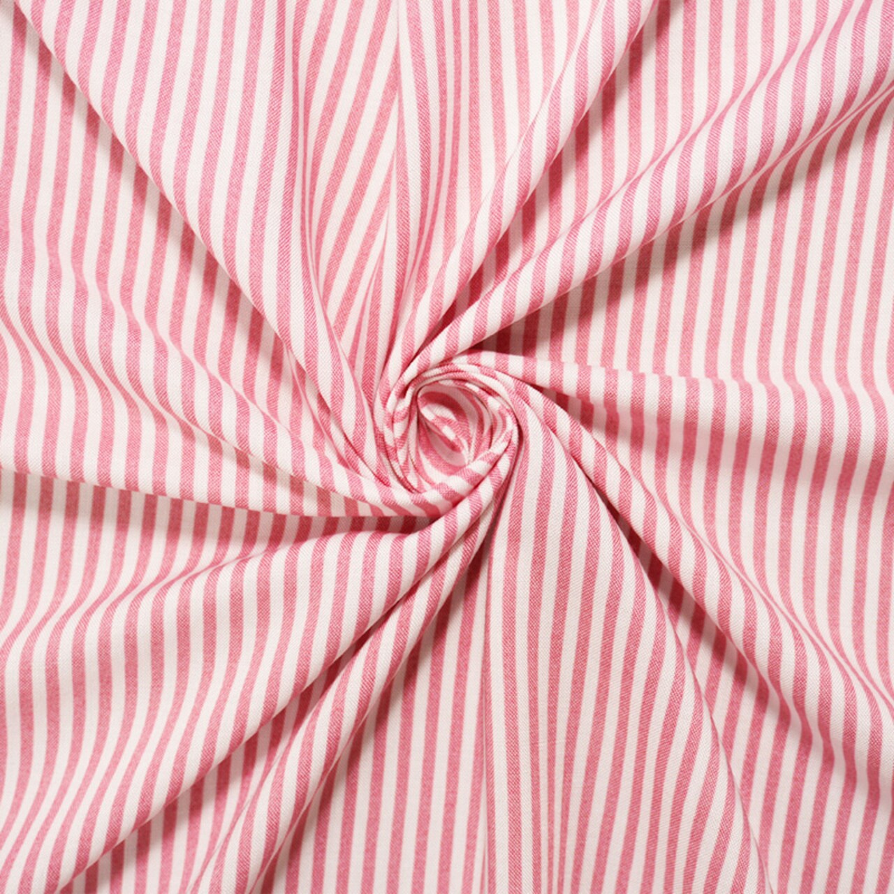 Pink-White Rayon Stripe Printed Challis Woven Fabric By the Yard
